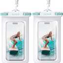Lamicall 2 Pack Green White Cell Phone Bag, for Mother Mom, Birthday Gift for Father Teens Girls Boys Phone Pouch (Sky White-7")