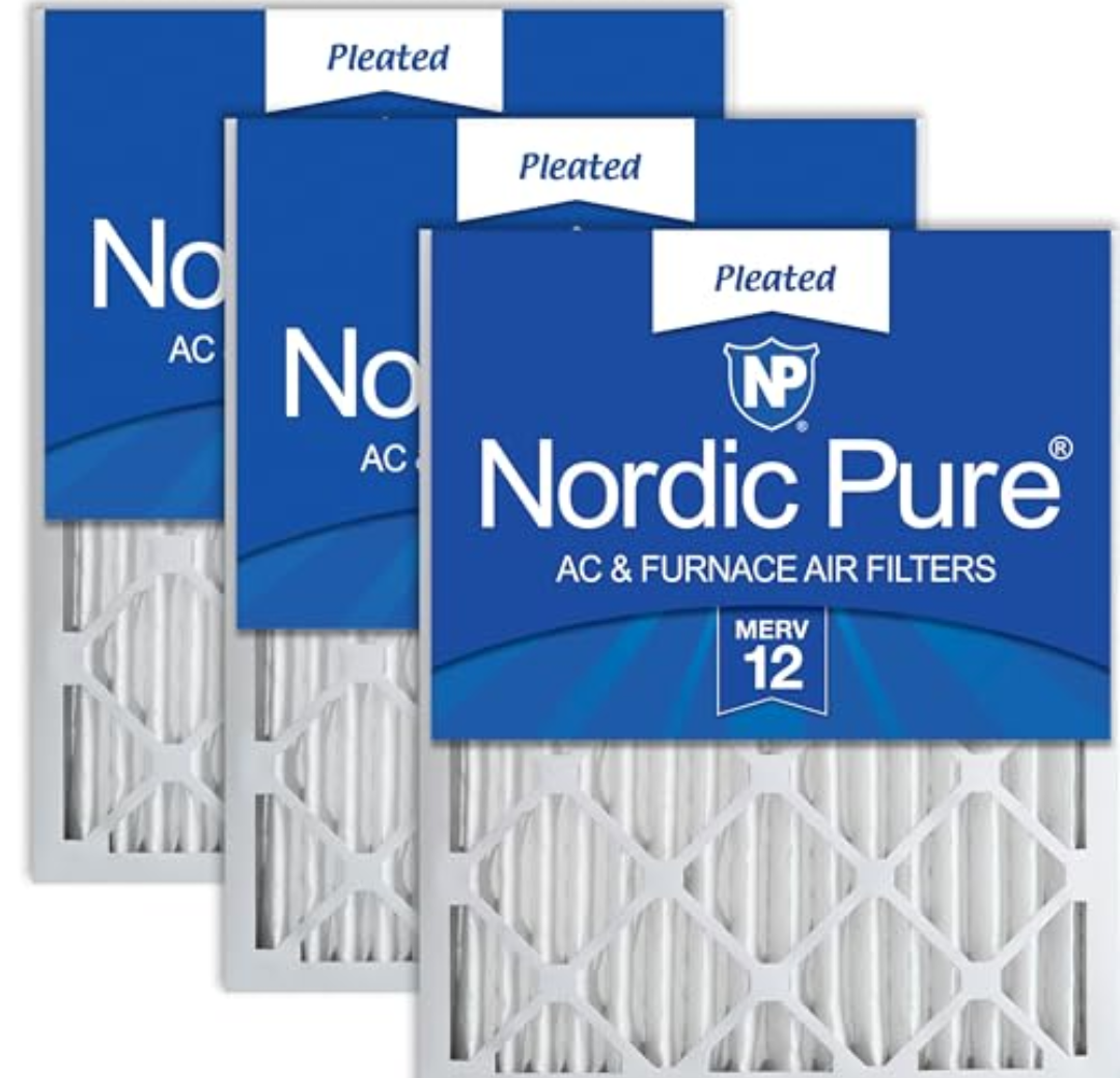 Nordic Pure 16x20x2 (15 1/2 x 19 1/2 x 1 3/4) Pleated MERV 12 Air Filters 3 Pack