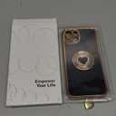 XYZ for iPhone 15 Case with Stand, Phone Case with Double Ring Kickstand, Women Girls Bling Luxury Protective Case Heart for iPhone 15, Black