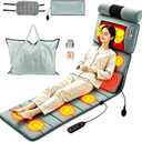 TeqHome Full Body Massage Mat with Heat, Massager Pad with 10 Motors, 9 Modes & 3 Timers with Earplugs & Pillow Cloth, Neck/Back Relief, Anti-Slip for Bed/Sofa, Gift for Men Women