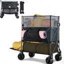 460L Folding Wagon Cart, Heavy Duty Double Decker Wagon, 600 lbs Capacity
50" Extended Storage, Height Extension Nets & All-Terrain Wheels for Camping, Beach, Fishing and Outdoor Adventures