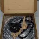 3 Pcs Coffee Table Decor Include 12in Black Wooden Serving Tray, Wood Boho Knot Chain and Wood Bead Garland with Tassels for Coffee Table Housewarming Gift Dining Room Entryway Living Room Farmhouse