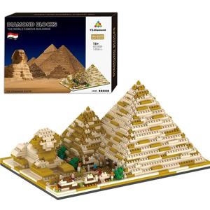 Egyptian Pyramids Micro Bricks Mini Building Blocks Set (1,456 Pieces) - World Famous Architectural Model Set Modular Building Kit