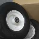 13x6.50-6 Flat Free Lawn Mower Tires and Wheels 3/4" 5/8" 1/2" Ball Bearings, 13x6.5x6 Zero Turn Mower Front Tires, Smooth Tires for Commercial Grade Lawn 5.5"-7.5" Adjustable Centered Hub (White)