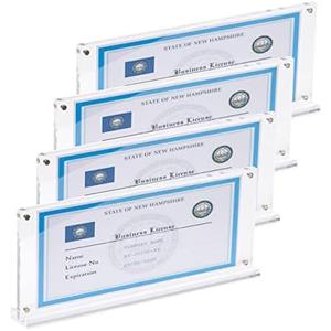 IEEK 4 Pack of Acrylic Business License Frame for 4x9 Business License Certificate Desk/Table Top Display,Clear Certificate Holder Panoramic Photograph Picture Frame,4x10 Inch