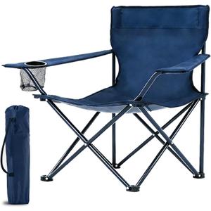 1Pack Portable Folding Camping Chairs Lightweight Outdoor Beach Chair with Cup Holder & Carry Bag, Lawn Chairs for Travel Hiking Picnic Fishing Concert (Blue), 1PCS