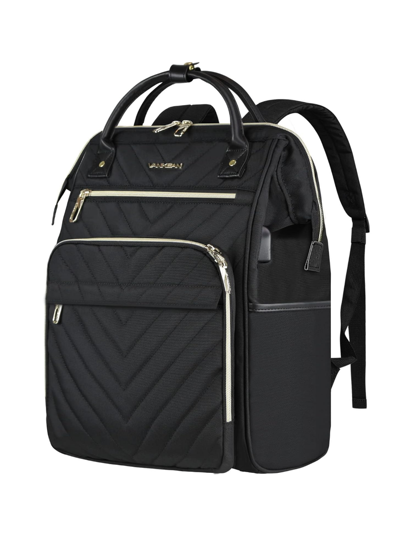 VANKEAN 17 Inch Laptop Backpack for Women Men Fashion Computer Work Bag, Large Capacity Waterproof Backpack with USB Port & RFID Pockets, College Daypack Business Travel, Black