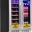 NewAir 24" Dual Zone Beverage Refrigerator & Wine Cooler for 20 Bottles & 78 Cans | Freestanding or Built-In Under Counter Mini Fridge for Beer, Wine and Soda | Stainless Steel