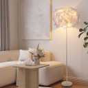 Feather Floor Lamp,59in Simple Modern LED Standing Lamp,White Feather Floor Lamp for Bedroom,Living Room,Dining Room and Office(Bulb not Included)