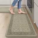 Sungea Kitchen Mats for Floor, Anti Fatigue Cushioned Kitchen Floor Mat, Vintage Butterfly Non Slip Kitchen Rug Set, Distressed Standing Desk Mat for Sink Laundry(Tan)
