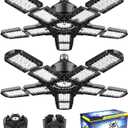 Nexillumi 2-Pack Led Garage Light 180W, 36000LM Garage Lights Ceiling LED with E26/E27 Medium Base, 6000K Deformable LED Shop Lights with 10+1 Adjustable Panels for Garage, Workshop, Attic, Basemen