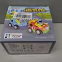 PREXTEX 2 Pack Cartoon Remote Control Cars for Toddlers - Police Car and Race Car with Steering Wheel Controllers and Lights - Different Frequencies Racing Together - Easter Toddler Gift 18+ Months.