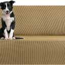 KEKUOU Stretch Oversized Sofa Slipcover 1 Piece Couch Sofa Cover (94"-110") Furniture Protector 4 Seater Sofa with Elastic Bottom for Kids,Pet.Jacquard Checked Pattern Fabric(X Large,Tan)