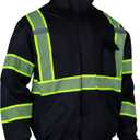 VENDACE Hi Vis Reflective Safety Winter Jackets for Men Polar Fleece Lining ANSI Class 1 High Visibility Jacket Black(Black,L)