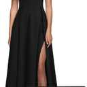 MUSHARE Women's V Neck Sleeveless Split Formal Dress Cocktail Party Prom Long Dresses (Black, M)