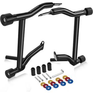Saddlebag Guards Tip-Over Crash Bars Rear Saddlebag Support Bracket Protection Kit Fit for Harley Touring Street Glide Road Glide Road King Electra Glide CVO Ultra Limited 2009-2025 (Black- 09-Up Touring w/ Rotatable Slider)