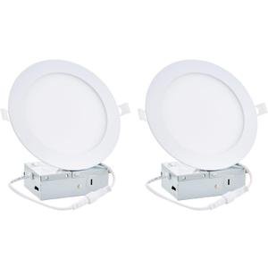 2 Pack 4 Inch LED Recessed Light, Dimmable,2700K 3000K 3500K 4000K 5000K. Canless Wafer Light, 750LM, 9W, 120V, ETL FCC (White)