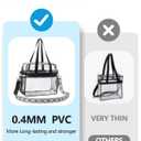 Paxiland Clear Bag for Stadium Events 12x6x12 inches, Clear Tote Bag with Reinforced Strap, Clear HandBag for Sports Concert (White Block Strap)