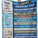 Gifts for Son Birthday Gifts to Son | to My Amazing Son Blanket with Many Great Words | Blanket Gifts for Son | Graduation for Son Throw Blanket 50"x60"