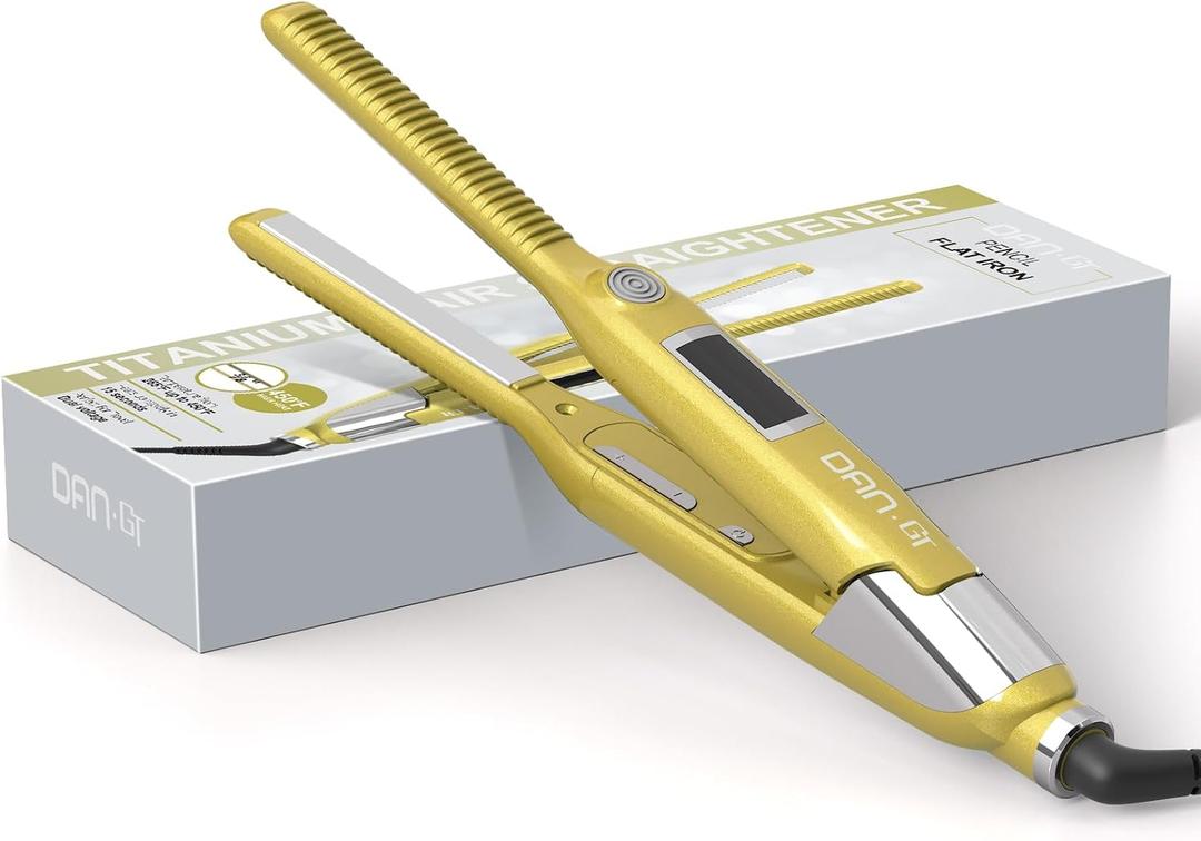 DAN Technology 3/8'' Pencil Flat Iron for Edges and Bangs - Small Hair Straightener Titanium Flat Iron for Short Hair