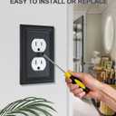 Decorative Framed Design Switch Plates Outlet Covers, Duable Metal Wall Plates (Black/1 Duplex 4 Pack)