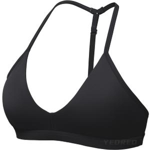 YEOREO Sports Bras for Women Strappy Padded Halter Ericie Open Back Light Impact Deep V Neck Yoga Workout Gym Tops (Medium, Black)