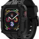 Rugged Watch band Compatible with Apple Watch Series 9 Band for Men (45mm/44mm/42mm, Black)
