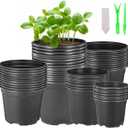 60 Pack Nursery Pots for Plants, 3.5/ 4/ 5/ 6/ 7 Inch Plastic Nursery Pots for Plants with Drainage Holes, Seed Starter Garden Pot for Planting, Transplanting, Flower, Succulents, Cuttings