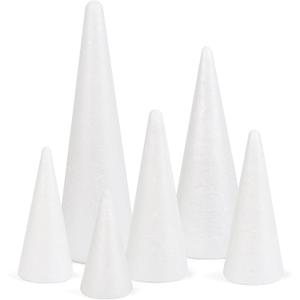 CCINEE 6 Packs Foam Cones for Crafts, Assorted Polystyrene Floral Foam Cones for Christmas Tree Gnomes Art and Craft School Activity Wedding Home Table Centerpieces Decorations (30cm)