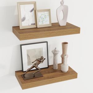 Dreamland 20Inch Walnut Floating Shelves 6.7" Deep Wall Mounted Set of 2