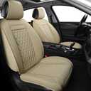 Car Seat Covers Full Set,Universal Fit for Most Cars,SUV,Sedans and Pick-up Trucks,Automotive Vehicle Faux Leather Cushion Covers for 5 Passenger Cars(Full Set,Beige)