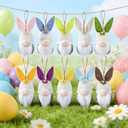 Easter Hanging Bunny Ornaments Set of 10, Colorful Plush Bunny Gnomes for Tree Decorations