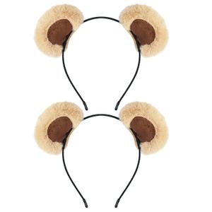 Cute Bear Ears Headband, 2PCS Brown Bear Ears Headbands Party Women's Headbands Face Wash Cosplay Costume Supplies for Theme Party Cosplay Show