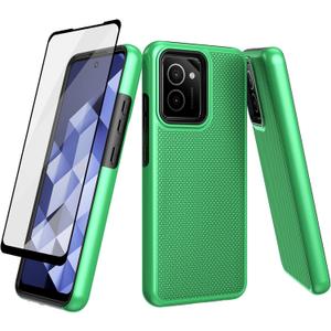 Ailiber for HMD Vibe 4G TA-1590 Case, with Screen Protector, Dual Layer Shockproof Protective, Silicone Bumper Non Slip Back, Heavy Duty Rugged Cell Phone Cover for HMD Vibe 4G N159V[Not Fit 5G]-Green