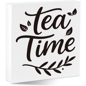 Funny Desk Shelf Decor, Tea Time Wood Sign | Tea Time Sign, Funny Shelf Sign, Home Office Decor, Wood Sign