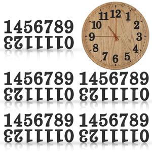 Jetec 75 Pieces Wooden Clock Numbers Kit in 5 Sets Arabic Clock Numbers Self Adhesive Accessories for DIY Decoration(Black)