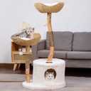 U-Moving 46" Natural Wood Cat Tree for Large Cats  Modern Feline Tower with Scratching Posts, Real Branch Design & Luxury Gift for Cat Lovers