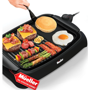 Electric Indoor Grill,2 in 1 Indoor Grills for Kitchen with Grill Net & Non-Stick Cooking Removable Plate, Temperature Control, Dishwasher Safe, Smokeless barbecue