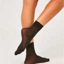 Pioni Women's 5 Pairs Nylon socks for Women Ankle High Sheer Socks Tights Hosiery Crew Stocking (Black)