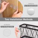 YIGII Adhesive Cabinet Organizer - Wall Mounted Pantry Door Organizer Bin Holder for Tupperware Lid Kitchen Wall Under Sink Basket Slim Space Black Stainless Steel