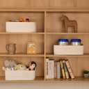 MiniArk Large Shallow Organizing Baskets 15x11x5.1 Inches - Rope Woven Storage Bins for Bathroom, Shelves, Cube Closet, Off White 2 Packs