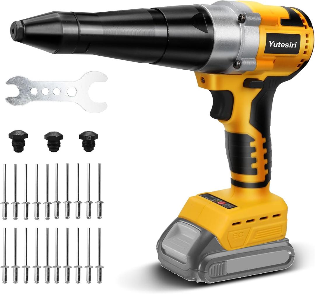 Cordless Rivet Gun Compatible with Dewalt 20V Max Battery, with a kitbox, Brushless Electric Automatic Rivet Gun for Rivets 1/8'', 5/32'', 3/16", for Metal Plastic and Leather