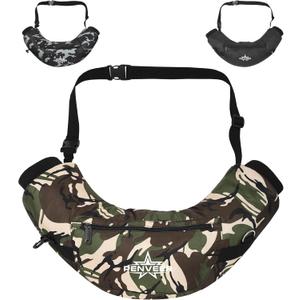 Football Hand Warmer Pouch - Water Resistant Hand Warmer Muff with Adjustable Strap, Ribbed Cuffs and Zipper Pocket, Ideal for Football, Hunting, & Outdoor Activities (Adult, Green Camo)