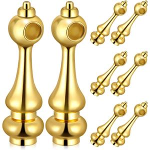 10Pcs Furniture Railing Post End Caps Glass Railing Post Connectors Solid Brass Gallery spindles for Cabinets Bars Cart (Gold)