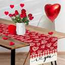 3 x Valentine Buffalo Grid I Love You Wedding Anniversary Table Runner 13x36 Inch , Red Polka Dot Heart Dinning Kitchen Table Decoration for Home Party Indoor Outdoor