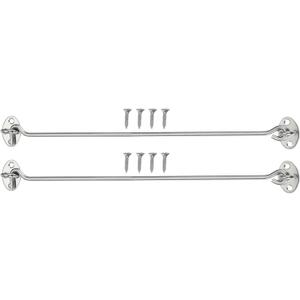 MECCANIXITY 12 Inch Hook and Eye Latch for Doors, Stainless Steel Barn Door Lock Gate Latch Cabinet Hook Latch & Eye with Mounting Screws for Slide Barn Shed Wooden Fences, Silver 2 Set