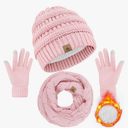 Winter Beanie Hat Scarf Gloves, Warm Fleece Knit Hats Touch Screen Gloves Neck Scarf Set Winter Gifts for Unisex Adult