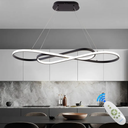 LED Chandelier,39.4inch Modern Led Pendant Light with Remote,Dimmable Black Chandelier for Dining Room,Adjustable Height 45W Aluminium Contemporary Ceiling Hanging Light Fixture for Kitchen