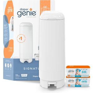 Diaper Genie Signature Gift Set | Includes Easy Roll Refill with 48 Bags | Holds Up to 2256 Newborn Diapers