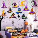 2 x 24Pcs Witch Hat Theme Hanging Swirls Halloween Party Decorations Halloween Witch Hats Theme Ceiling Swirl Streamers for Witches Themed Birthday Party Baby Shower Supplies